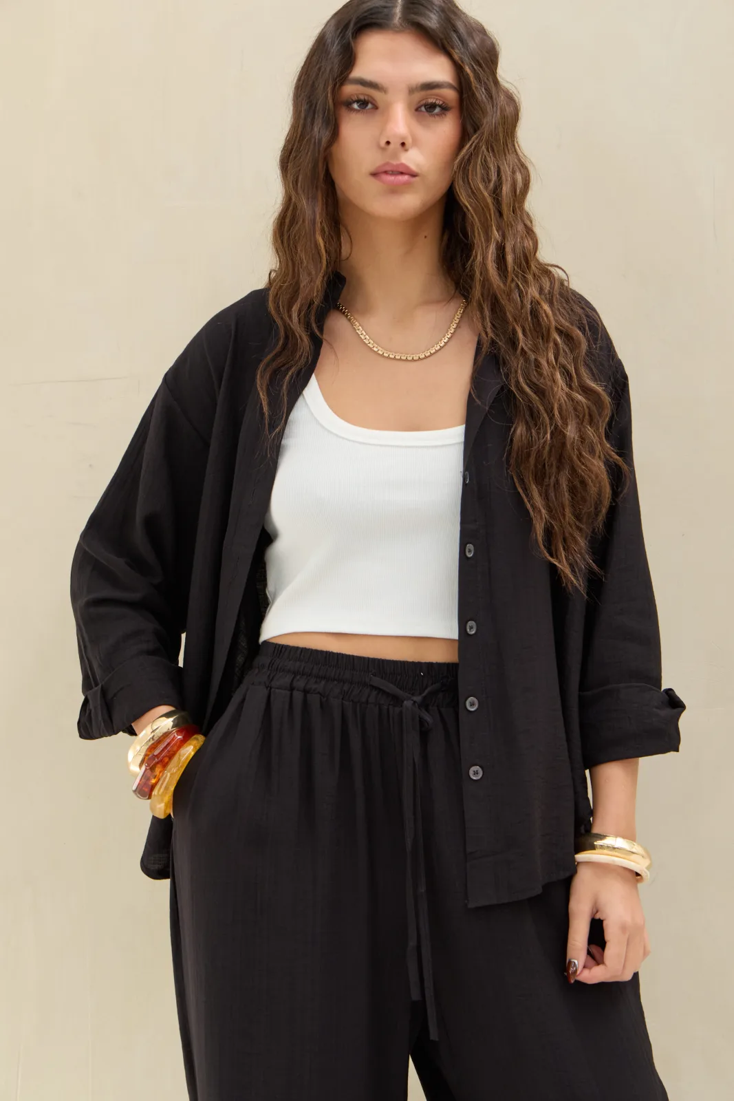 Camisa Lisa Negro