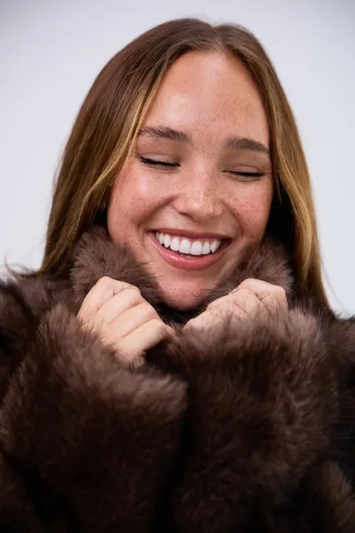 Campera Peluda Salvaje Marron L26-3347