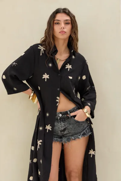 Camisola Bordada Negro
