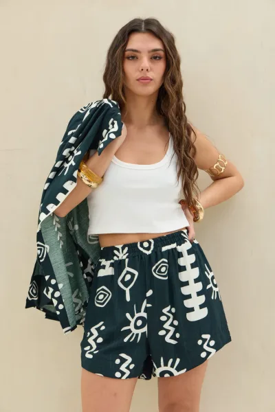 Short Estampado Verde Ingles