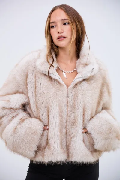 Campera Peluda Salvaje Beige L26-3347