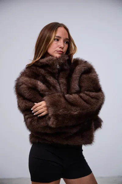 Campera Peluda Salvaje Marron L26-3347