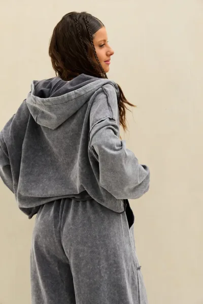 Campera Acid Wash Gris