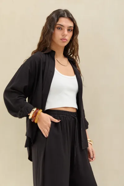 Camisa Lisa Negro