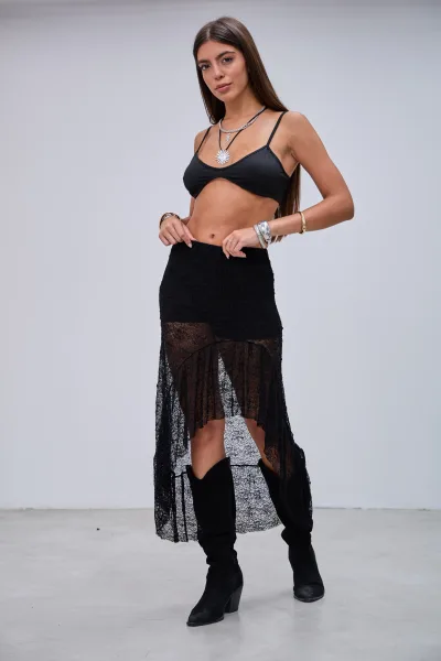 Pollera Encaje Volados L26-3332