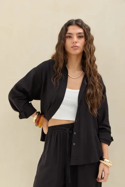Camisa Lisa Negro