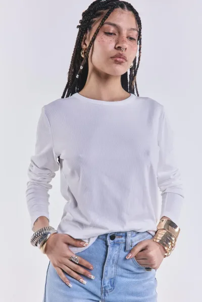 Remera Basica Manga Larga Blanco