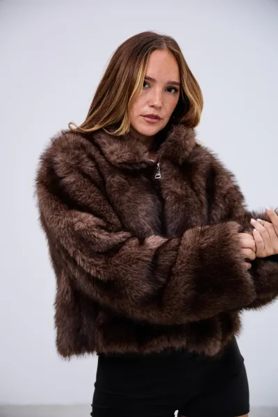 Campera Peluda Salvaje Marron L26-3347