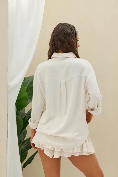 Camisa Bordada con brillos Beige