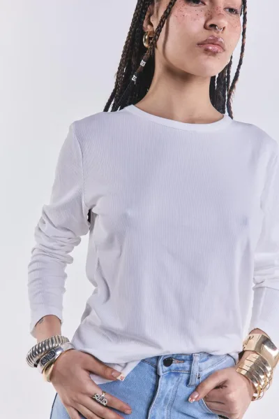 Remera Basica Manga Larga Blanco