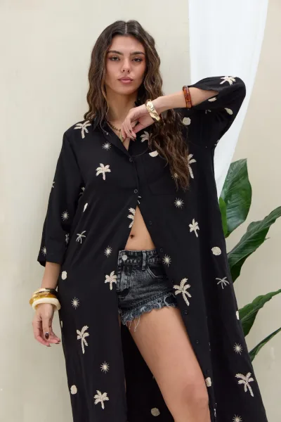 Camisola Bordada Negro