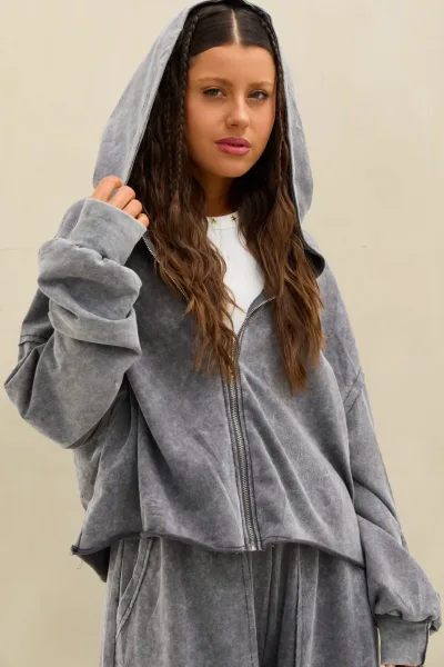 Campera Acid Wash Gris