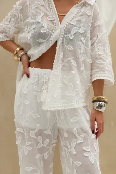 Camisa Bordada Blanco