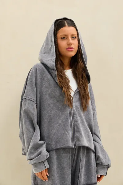 Campera Acid Wash Gris