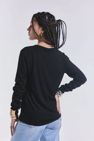 Remera Basica Manga Larga Negro
