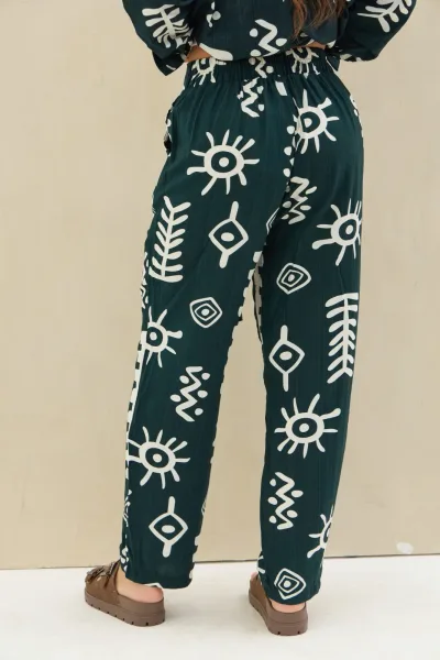 Pantalon Estampado Verde Ingles